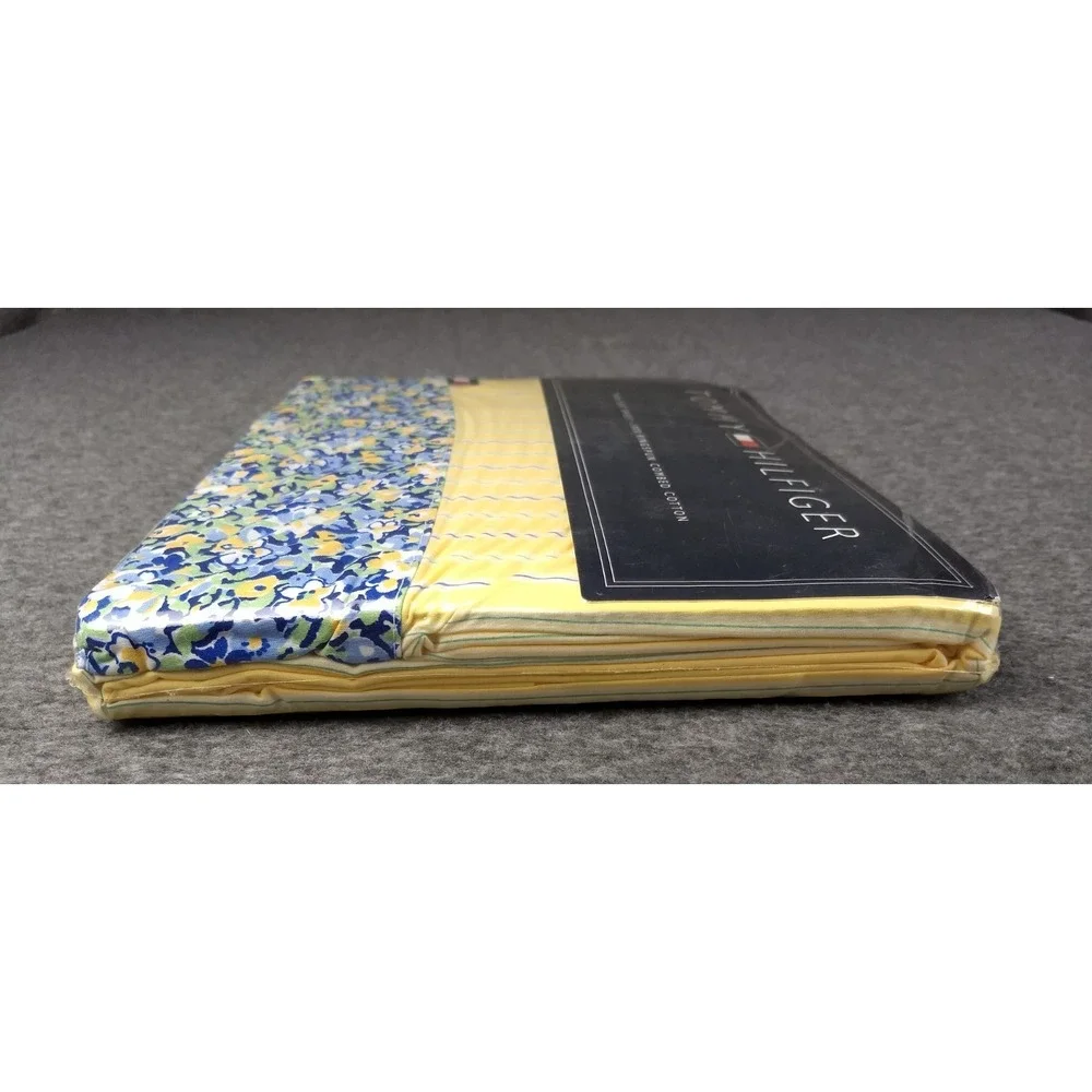 Tommy Hilfiger Twin Flat Sheet Cotton Elizabeth‎ Anne Floral Yellow Stripe NEW